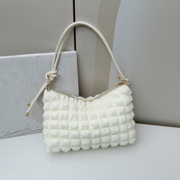 Qiopertar Women's Shoulder Bag, Fashion Casual Handbag Messenger Bag Tote, Adjustable Strap Crossbody Purse for Work Travel Shopping Beach, White