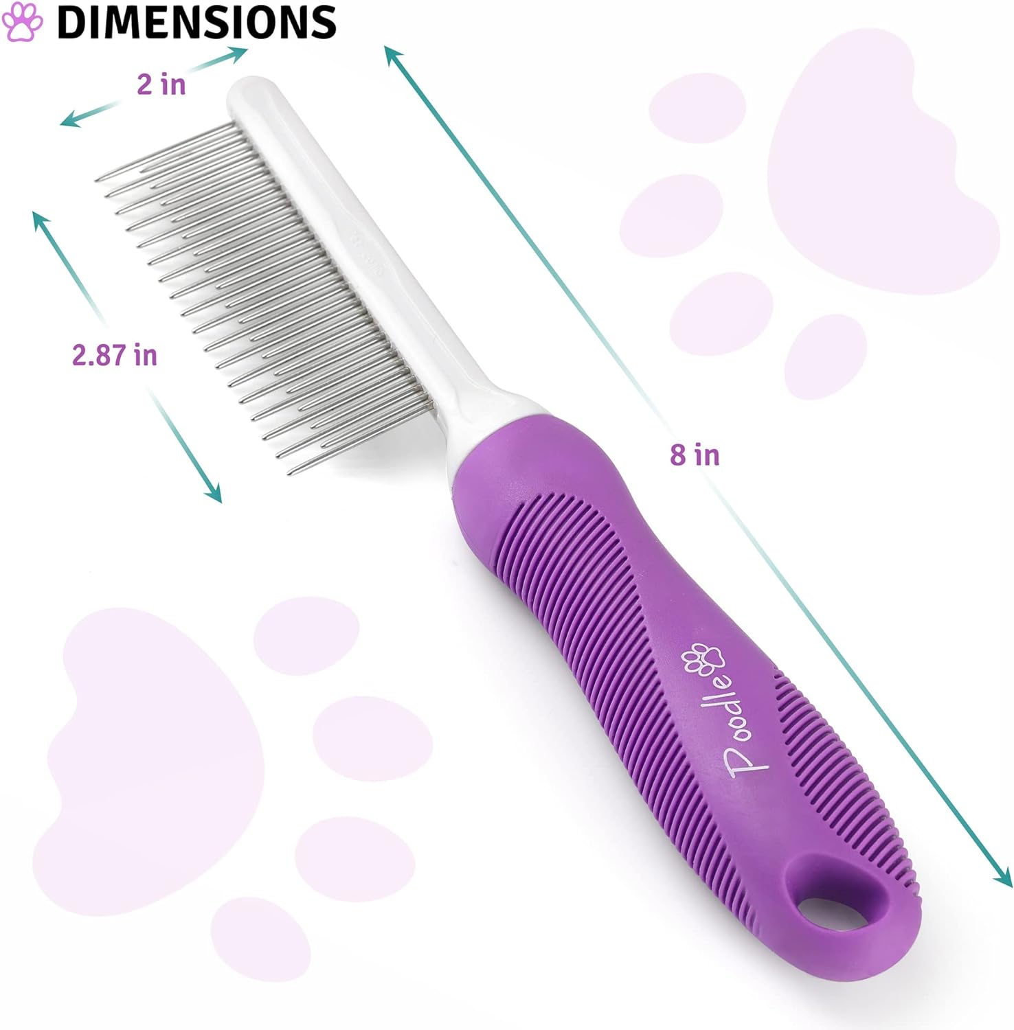 Poodle Pet 2-in-1 Stainless Steel Detangler Comb Cat & Dog Grooming Brush - image 7 of 9