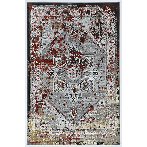 Linon Home Decor Elixir Area Rug Collection, Gray and Cream, 5' x 7'6"