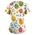 thumbnail image 2 of Scrub Tops For Women，Scrub Tops Womens Cute Easter Printed Nurse Uniforms 2026 Short Sleeve Scrub V Neck Shirt with Pockets，Green，XL, 2 of 3