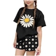 thumbnail image 2 of Auroural Toddler Girls Clothes 4T-5T Children's Summer Floral Printed Leisure Round Neck Short Sleeves Top and Shorts Two-Piece Set for Kids, 2 of 7