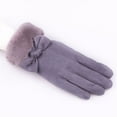 thumbnail image 4 of Winter Faux Leather Long Sleeve Thermal Cute Gloves for Women Cold Weather Gray Warm Thickened | Touchscreen Casual Outdoor Sports, 4 of 4