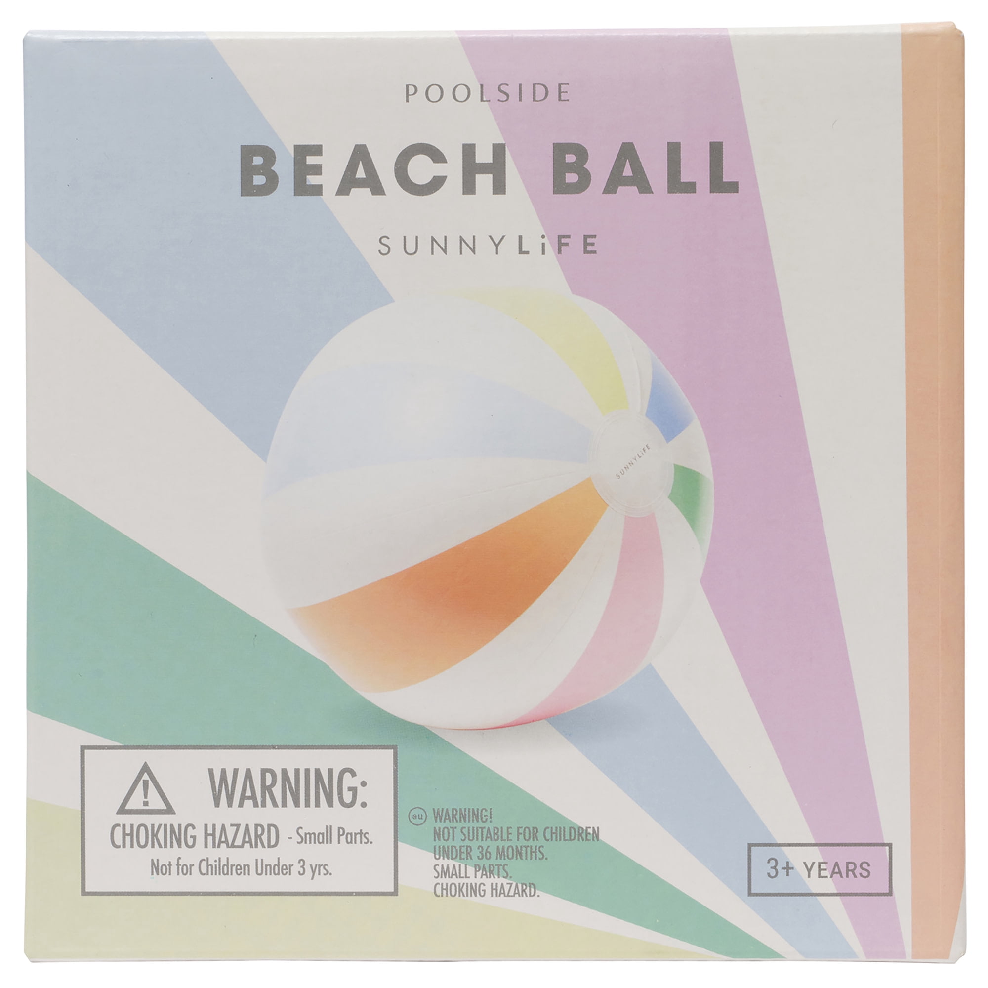 Sunnylife: Inflatable Beach Ball - Pool Side Pastel Gelato - 12.6" Water Play Float Toy, Pool Accessory, Durable PVC, Easy Inflation, Family-Kids 3+
