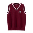 thumbnail image 5 of NLOMOCT Cute Tween Tops Toddler Kids Sweater Vest V Neck Cable Knit Sweater Vest Boys Girls Sleeveless School Pullover Knitwear Wine,15-17 Years, 5 of 5