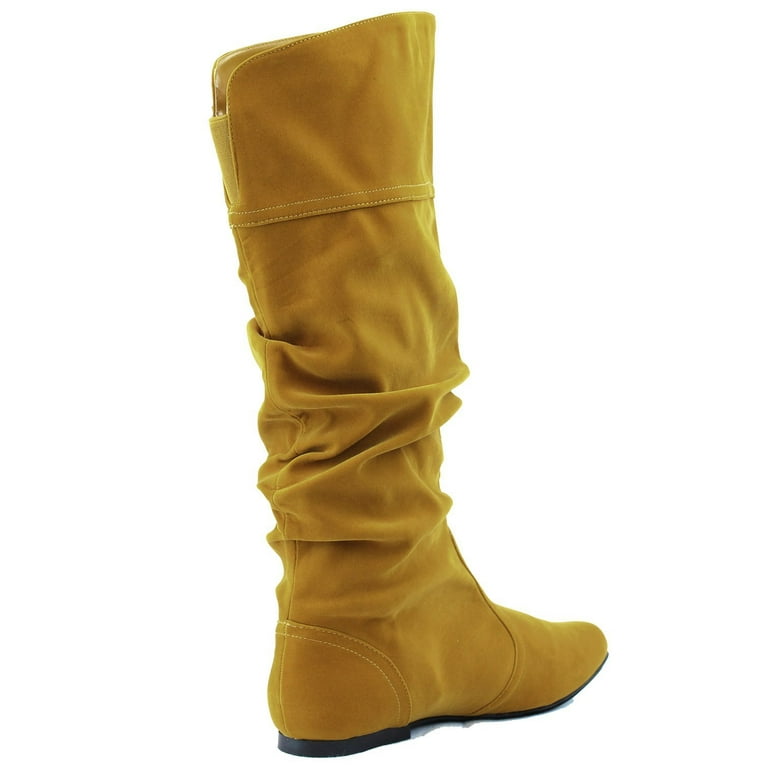 Mustard flat boots hotsell