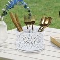 thumbnail image 3 of Tzdxfgl 360° Rotating Kitchen Metal Utensil Holder, 4 Compartment Countertop Silverware Organizer, White, 3 of 11