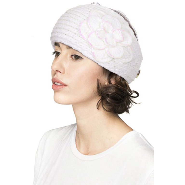 C. C. Knit Flower Head Band Various Colors (Ivory) - Walmart.com display picture 3