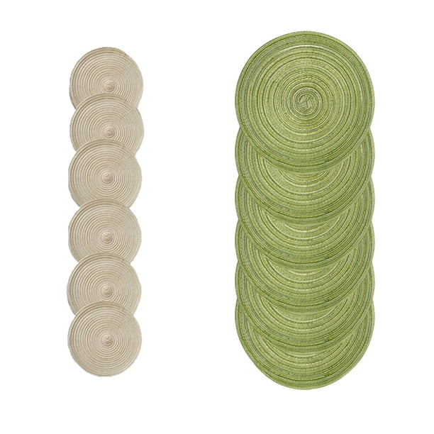 Advancent El juego de 12 piezas de 6 manteles individuales para añade elegancia al espacio de comedor manteles individuales ampliamente Mostrada verde+beige 12 Uds.