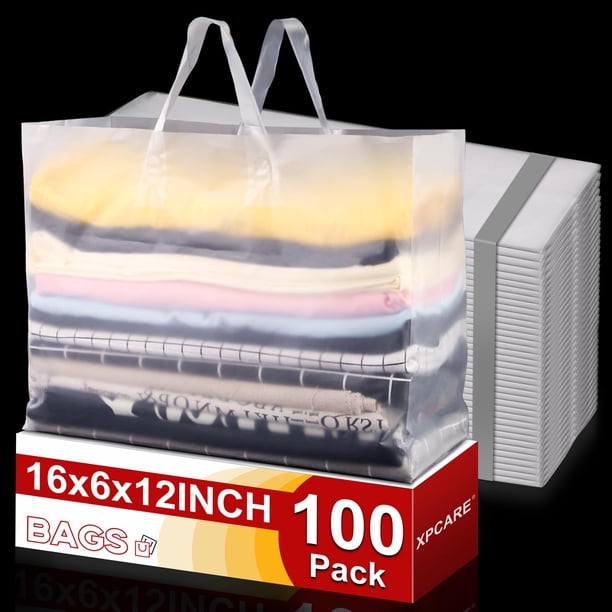 Bolsas de regalo de plástico esmerilado XPCARE, 100 unidades, 40 x 15 x 30 cm, con asas