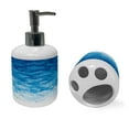 thumbnail image 2 of Ambesonne Blue Soap Dispenser & Toothbrush Holder Set, Mosaic Triangle Graphic, 2 Pcs, Pale Blue, 2 of 5