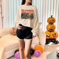 thumbnail image 3 of Kaliqueen Halloween Crop Sweatshirt Women Trendy Halloween Atmosphere Patterns Pullover Tops Casual Long Sleeve Crewneck Fall Spooky Season Sweatshirt, 3 of 4