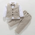 thumbnail image 6 of Zshosam Toddler Boys Wedding Outfit Baby Boy Clothes Suits Infant Gentleman Outfits, Formal Dress Shirt+Vest+tie+Pants Baby Suit Set Size 2T 3T,(Khaki 2-3 Years), 6 of 7