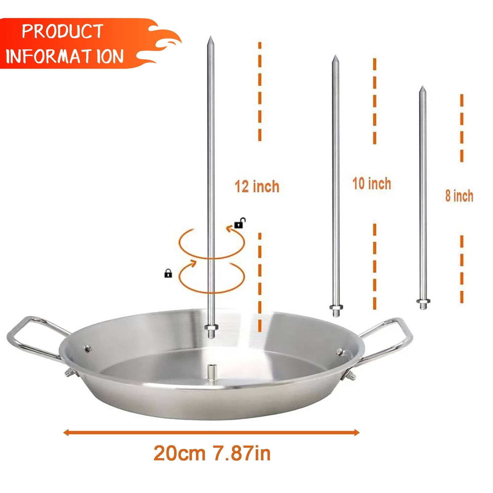 Stainless Steel Pan with Skewers for Oven, Ideal for Al Pastor, Shawarma & Kebabs Vertical Skewer Cooking Pan, Oven BBQ Dishes Pan Shawarma Cooking Plate, Oven Skewer Pans(7.87inch)