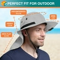 thumbnail image 6 of SUN CUBE Sun Hat for Men, Wide Brim Fishing Hat Neck Flap Cover Men Women, Hiking Safari, UV Sun Protection Summer Gardening Beach Camping UPF 50+, Light Gray, 6 of 8