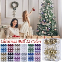 Fwttom 24 pcs Christmas Balls Christmas Tree Decorations, Multi-style Transparent Christmas Shatterproof Ball with loop, Christmas Ornaments Set for Holiday, Xmas Tree, Party, Home Hanging Decor