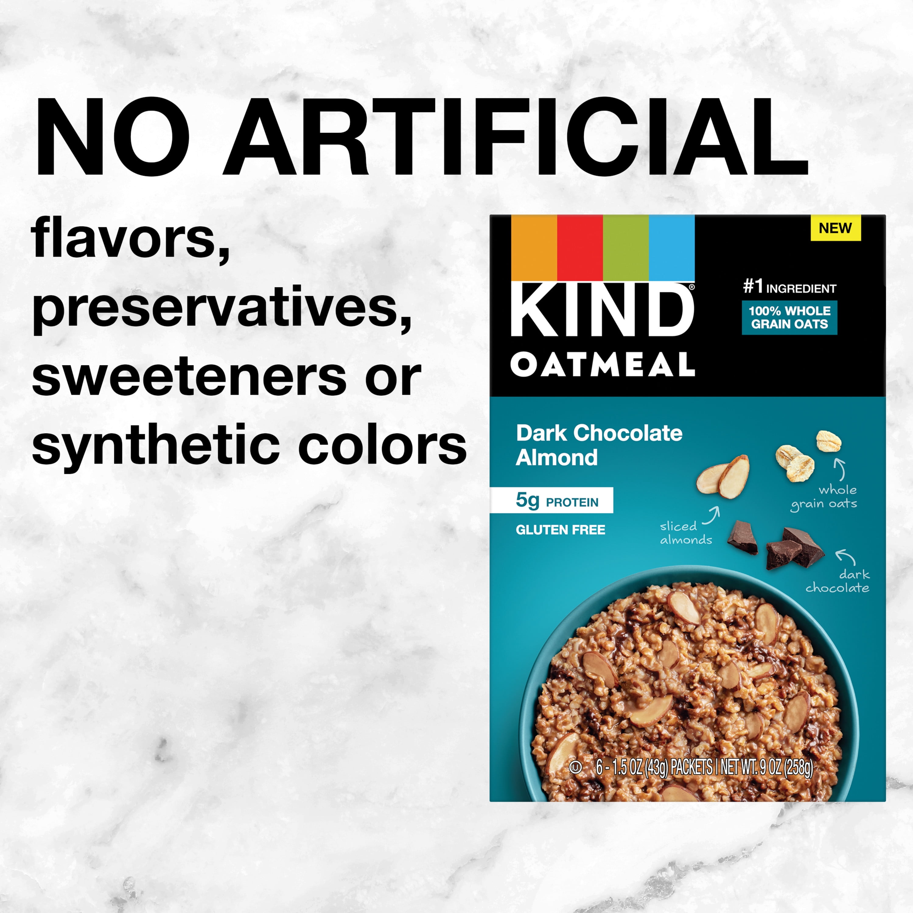 KIND Instant Oatmeal, Dark Chocolate Almond, 6 Ct
