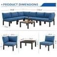 thumbnail image 6 of YODOLLA 7 Pieces Outdoor Patio furniture Set Clearance Metal Patio Sectional Sofa Set on sale with Navy Blue Cushions, 6 of 10