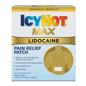 Icy Hot Max Strength Lidocaine Pain  Patch (5 Count) Penetrates for Fast, Targeted 