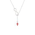thumbnail image 2 of Delight Jewelry Silvertone Small Red Crystal Cross Silver tone Elegant Infinity Lariat Necklace, 2 of 4