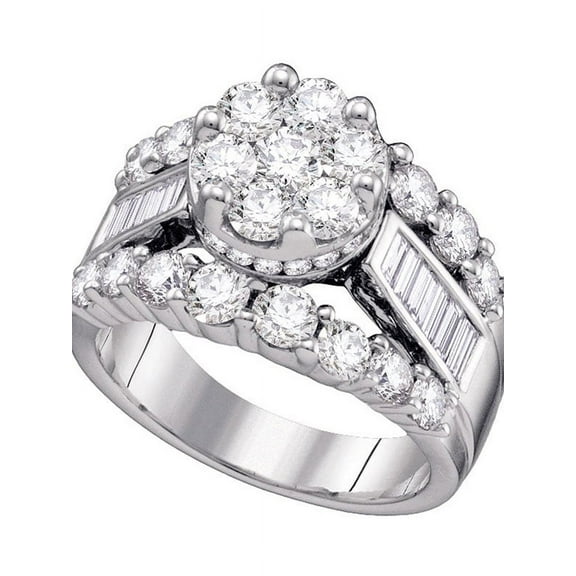 14kt White Gold Womens Round Diamond Cluster Bridal Wedding Engagement Ring 4.00 Cttw