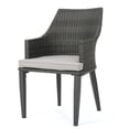thumbnail image 5 of Noble House Hillhurst Wicker Patio Dining Arm Chair in Gray (Set of 2), 5 of 10