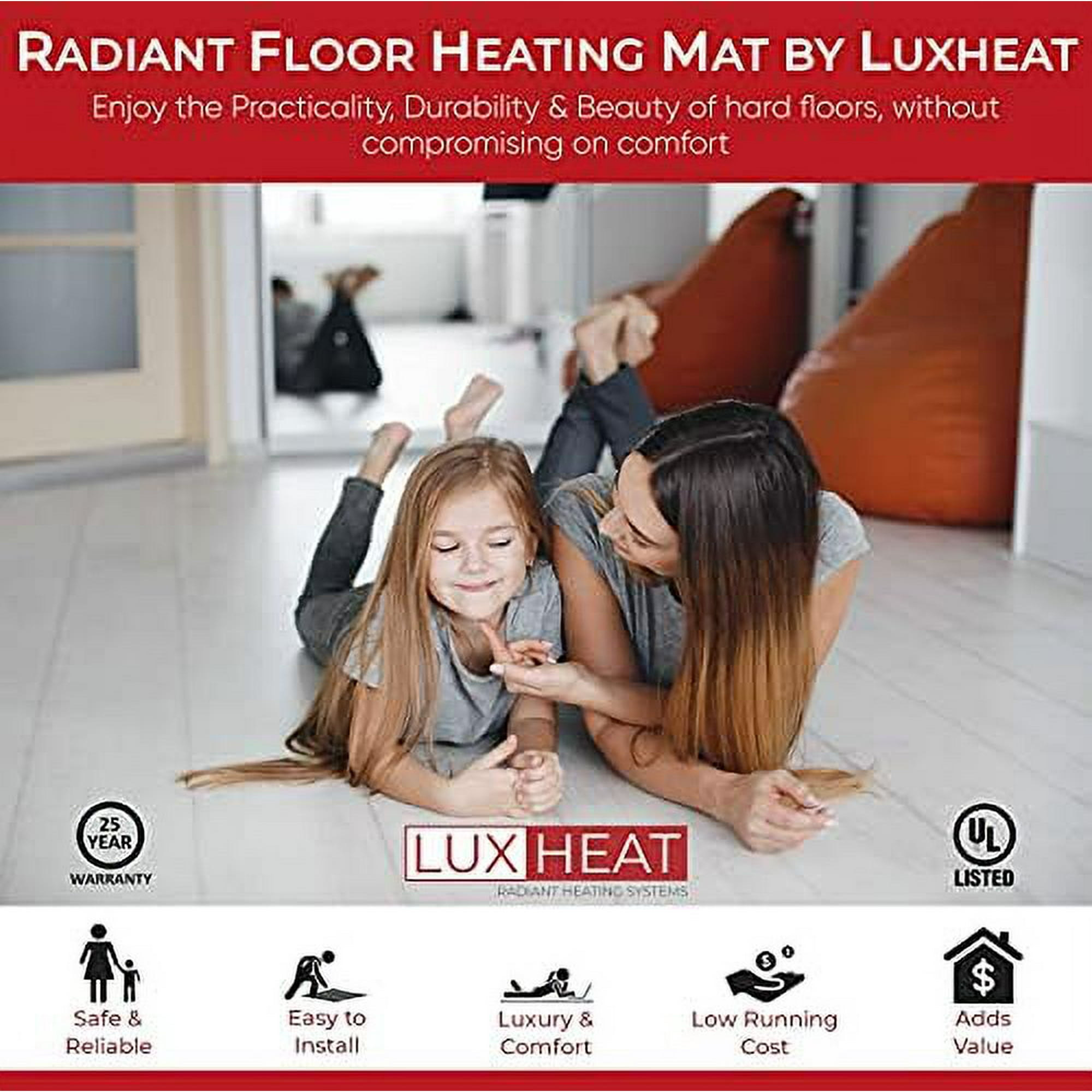 15 Sqft Kit, 120v Electric Radiant Floor Heating System for Under tile,  Stone and Laminate. Kit Includes Alarm, Heated Floor , OJ Microline  Programmable Thermostat with GFCI u0026 - Walmart.com