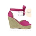 thumbnail image 4 of BLISSFUL STEP Platform Espadrilles Ankle Tie Wedge Sandals for Women Hot Pink 9, 4 of 6