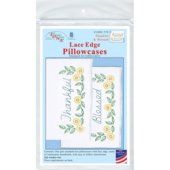 Jack Dempsey Kit Per Federe Ricamo Con Bordo In Pizzo Bianco, Scritte Love You Love You More, Cotone/Poliestere, Fatto In USA - 5