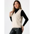 thumbnail image 4 of DARING DIVA Knit Sweater Vest Sleeveless V Neck Pullover Vest M Beige, 4 of 6