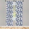 thumbnail image 3 of Ambesonne Fish Curtains, Eastern Traditional Animal, Pair of 28"x63", Dark Blue White, 3 of 5