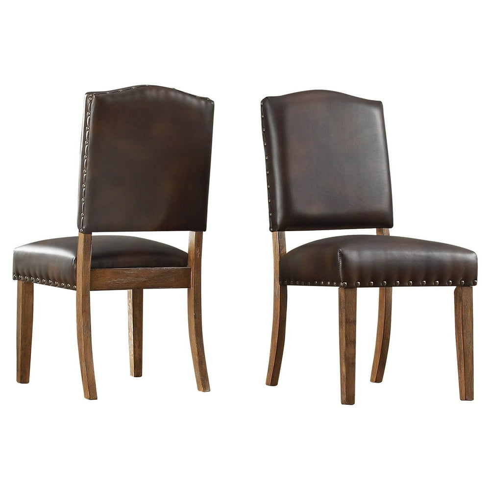 Weston Home Faux Leather Nailhead Dining Side Chair Set of 2