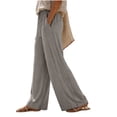 thumbnail image 4 of ZHYou No Boundarie Womens Wide Leg Pants Drawstring High Waist Lightweight Flowy Floor Length Casual Lounge Trousers with Side Pockets,Gray,Size XL, 4 of 7
