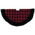 thumbnail image 3 of Northlight Buffalo Plaid with Polka Dots and Faux Fur Border Christmas Tree Skirt - Black and Red -, 3 of 5