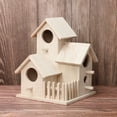 thumbnail image 6 of Natural Pine Wood Bird House with Fence, Multi-Room Outdoor Birdhouse for Nesting, Unfinished Wooden Bird Nesting Box for Wild Birds, Finch, Bluebird & Sparrow Garden Decoration, 6 of 9
