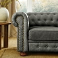 thumbnail image 4 of Newest Chesterfield Sofa 88" Dark Gray, Tufted PU Leather 3-Seater with Nailhead Trim & Scrolled Arms - Solid Wood Frame for Living Room, Easy Install, 4 of 8
