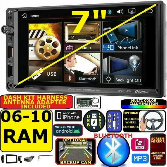 06 07 08 09 10 RAM TOUCHSCREEN BLUETOOTH USB DOUBLE DIN CAR STEREO RADIO