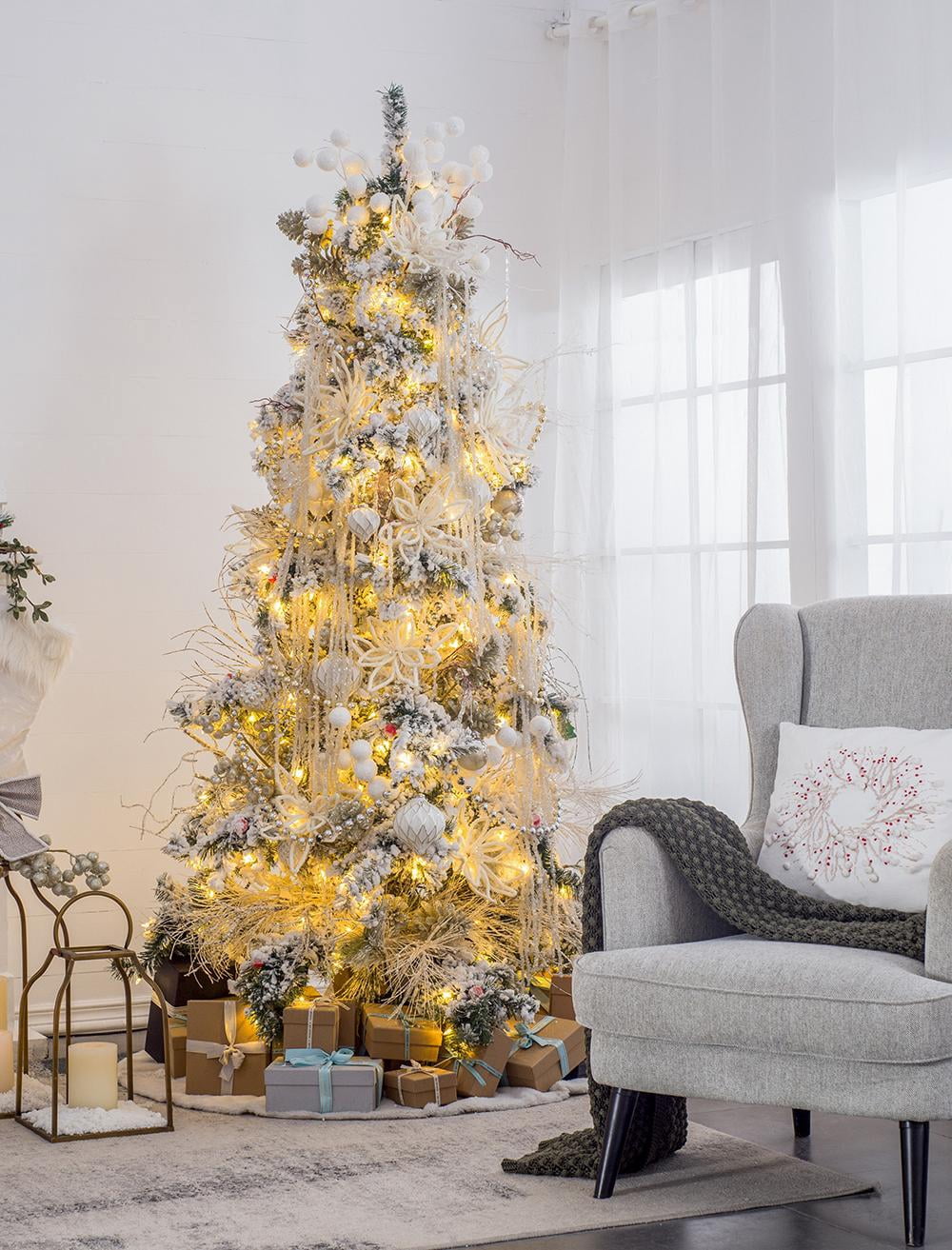 Glass Christmas Ball Ornament with Iron Accent Iridescent Finish Tree Garland Decor