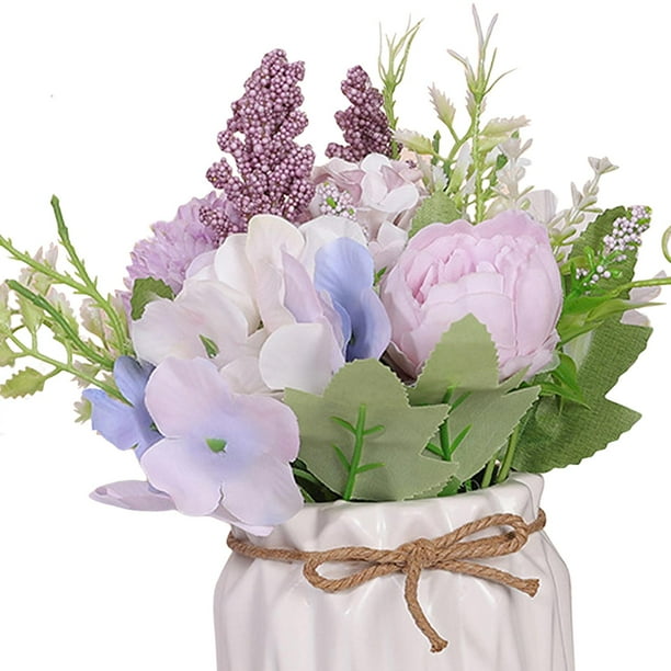 Mini Artificial Flowers Hydrangea Flower Bonsai Ceramic Vase
