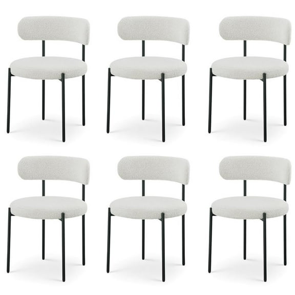Maklaine Contemporary Cream Boucle Fabric Dining Chair (Set of 6)