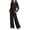 Black, variant on OGLCCG Girls 2 Piece Outfit Set, Ruched Long‑Sleeve Crop Top and Elastic Waist Wide Leg Pants Casual Tracksuit for Girls(Pink,7-8 Years)