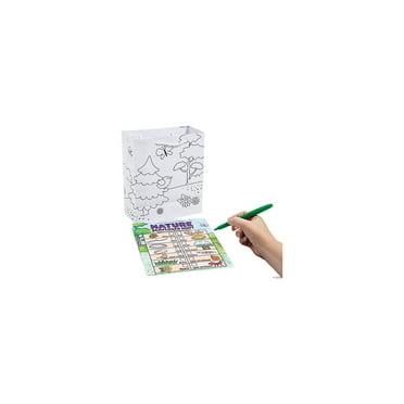 Fun Express 7 1/4" x 9" Medium Color Your Own Nature Scavenger Hunt Paper Gift Bags- 12 Piece, Vacation Bible School 2024