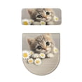 thumbnail image 5 of HELLHERO Toilet Lid Cover Set Pack of 2 U-Shaped Keep Dust Stain Holiday Dressing Cat and Daisy Pattern, 5 of 8