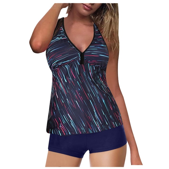 Kcodviy with Piece Tummy Suit Swimsuits for Women Board Shorts and Top Swimsuit Two Women Control Bathing Shorts Top Shorts Bathing Swimwears Ladies Swimsuits with Skirt Tankinis Set
