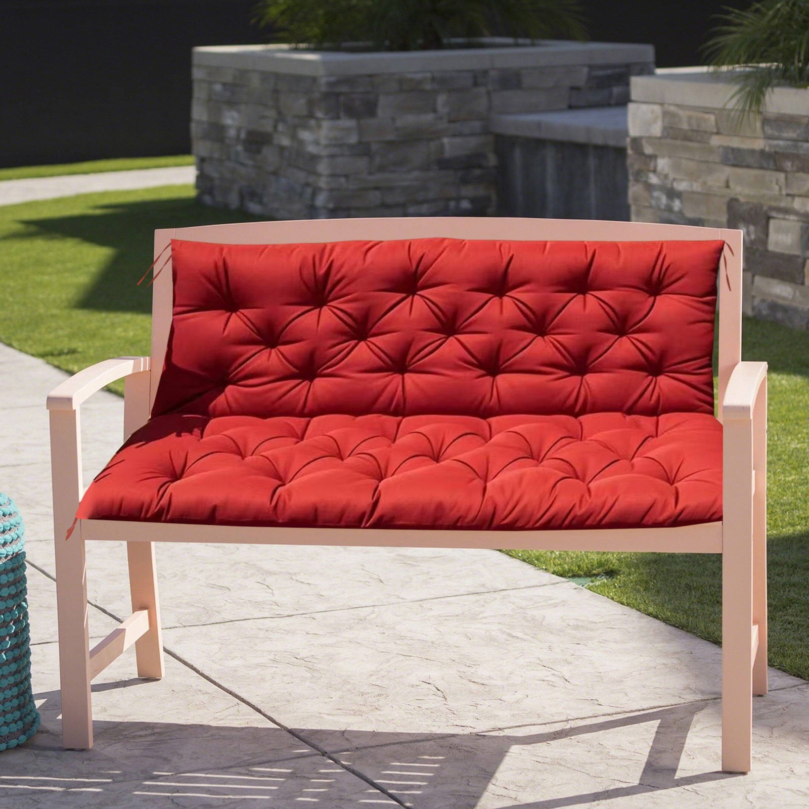 YOTQUSKI Outdoor Swing Cushions,Waterproof Swing Cushions 3 Seater Replacement with Backrest,Outdoor Thickened Bench Cushion with Ties for Porch,Patio,Backyard,Garden and Lawn