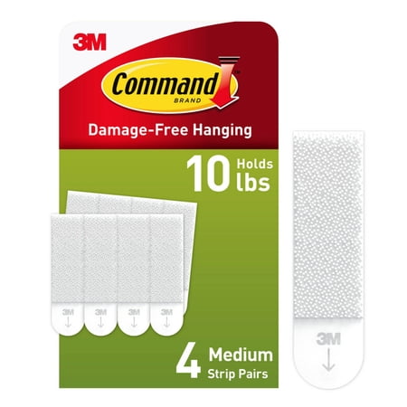 Command Medium Picture Hangers, White, 4 Pairs, Hang Christmas Decorations Damage-Free