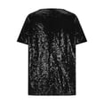 thumbnail image 6 of Hfnxid Women's Sequin Tops Sparkly Short Sleeve Blouses Dressy Glitter Party Tops V Neck Disco Club Concert Blouse Black S, 6 of 10