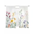 thumbnail image 6 of Botanical Floral Sheer Curtains for Living Room Bedroom Farmhouse Watercolor Floral Sheer Curtains 63 Inch Long 2 Panels Set Light Filtering Curtain Window Treatments Drapes for Dining Room, 6 of 6
