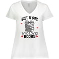 thumbnail image 3 of Inktastic Just A Girl Who Loves Books Women's Plus Size V-Neck T-Shirt, 3 of 5