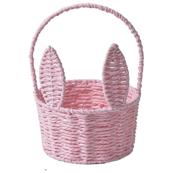Gnwei Easter Basket for Kids, Picnic Basket with Handles, Small Woven Wicker Basket for Kid Blue Garden Harvest Rattan Hamper Basket Empty for Storage Toy Flower Wedding