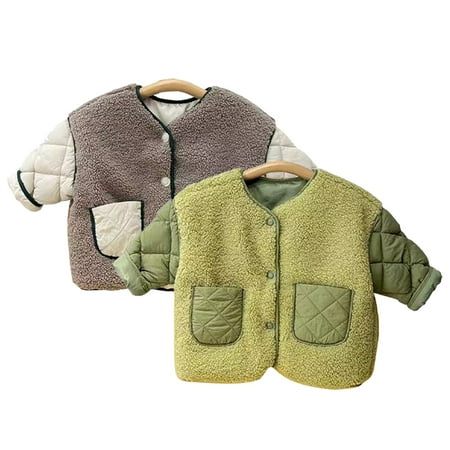 

Esaierr Kids Baby Boys Girls Fall Winter Cotton Coats Top 9M-6Y Toddler Button Padded Jacket Thickened Warm Infant Winter Cotton Outerwear Top